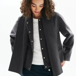 Manteau femme gris en laine