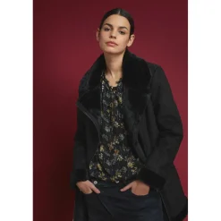 Manteau ORCHA noir en tencel