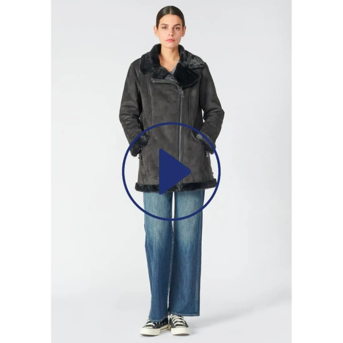 Manteau ORCHA noir en tencel