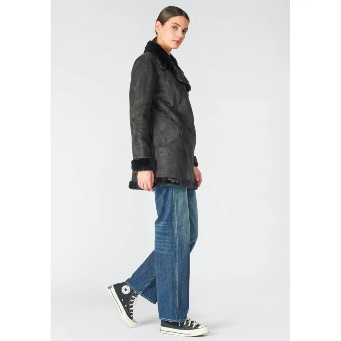 Manteau ORCHA noir en tencel