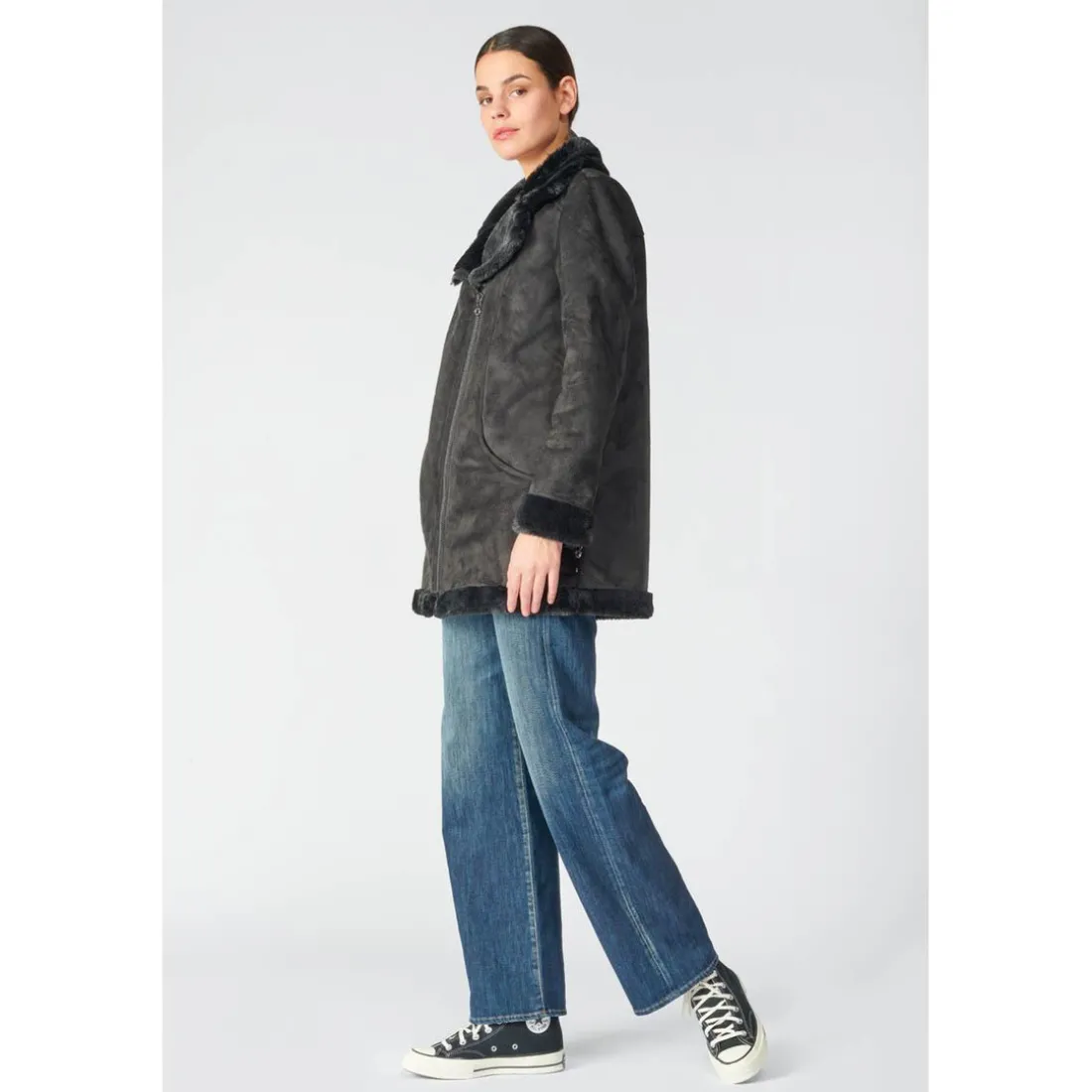 Manteau ORCHA noir en tencel
