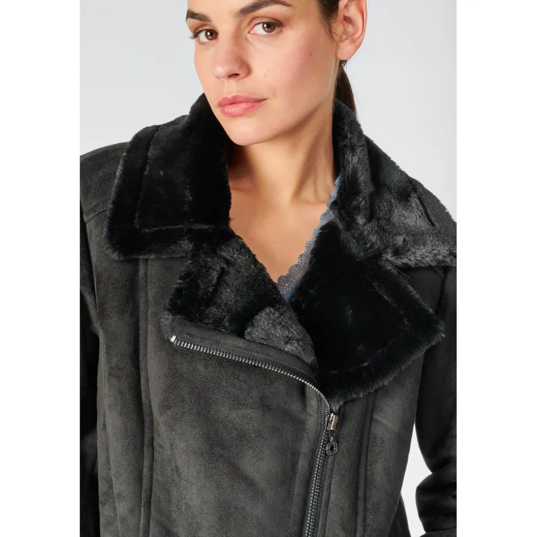 Manteau ORCHA noir en tencel