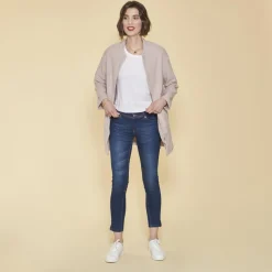 Manteau zippé col arrondi manches longues femme - Rose