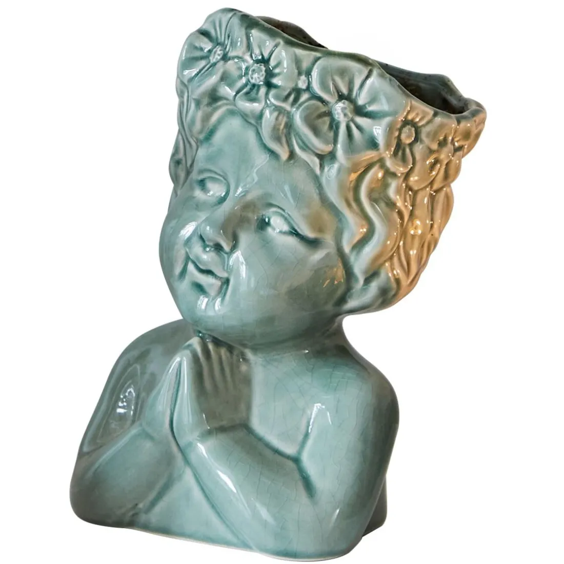 MARMOT CACHE POT VERT VISAGE ENFANT