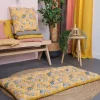 Matelas de sol INDIAN FLOWERS Shiva 60 x 120 x 7 cm en gaze de coton Ocre