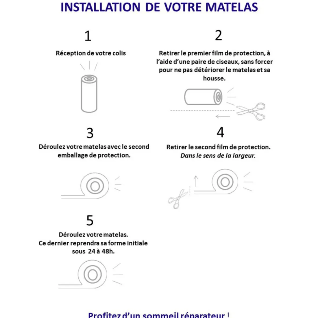 Matelas Roulé Accueil Mémoire De Forme AZURO - Made In France