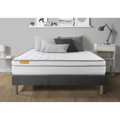 Matelas sommier gris Luxe Ressorts ensaches memoire de forme 5 zones de confort MAXI epaisseur