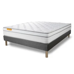 Matelas sommier gris Luxe Ressorts ensaches memoire de forme 5 zones de confort MAXI epaisseur
