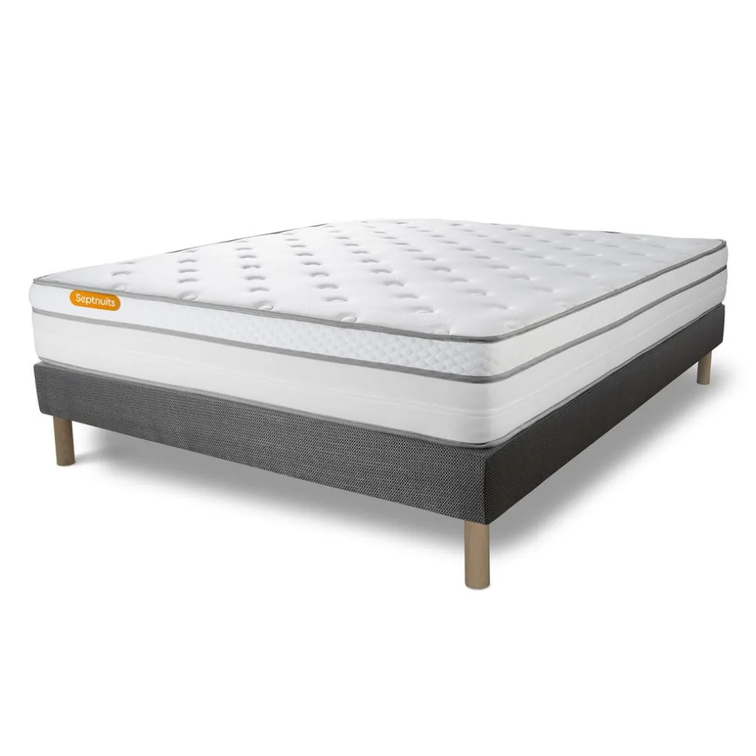 Matelas sommier gris Luxe Ressorts ensaches memoire de forme 5 zones de confort MAXI epaisseur