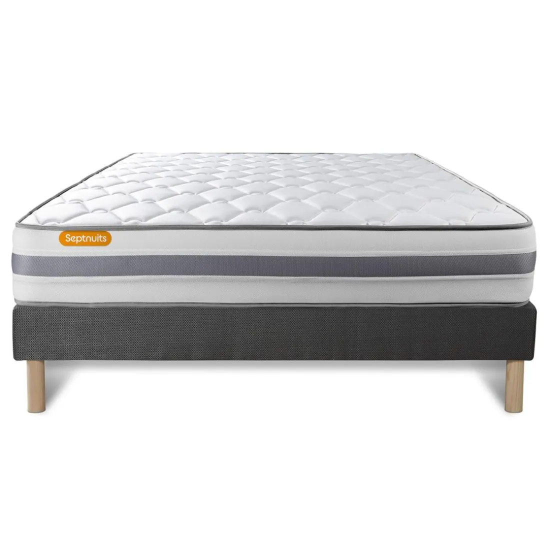 Matelas sommier gris Memo Spring Ressorts ensaches 3 zones de confort MAXI epaisseur
