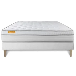 Matelas sommier kit blanc Memo Luxe Ressorts ensaches memoire de forme MAXI epaisseur