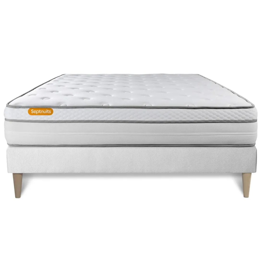Matelas sommier kit blanc Memo Luxe Ressorts ensaches memoire de forme MAXI epaisseur