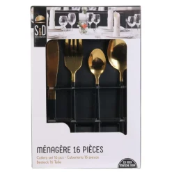 Menagere 16 pieces gold manche noir ITOJE