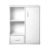 Meuble à 4 cases avec 1 porte et 1 tiroir en bois blanc