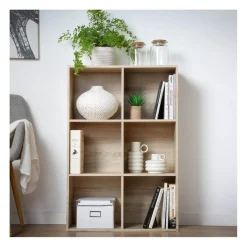 Meuble à 6 cases en bois Beige