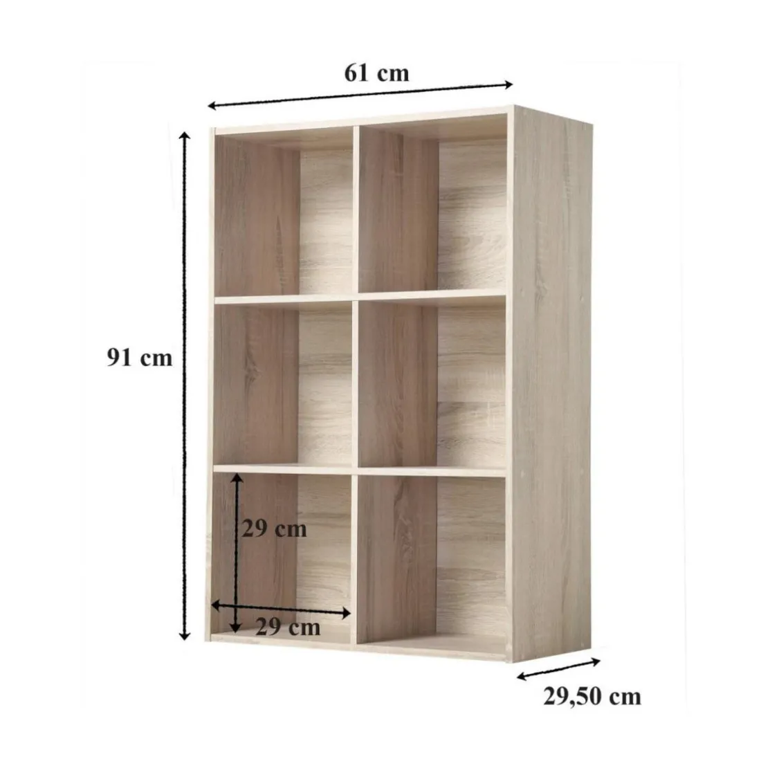 Meuble à 6 cases en bois Beige
