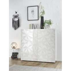 Meuble 2 portes PRISMA laqué blanc brillant