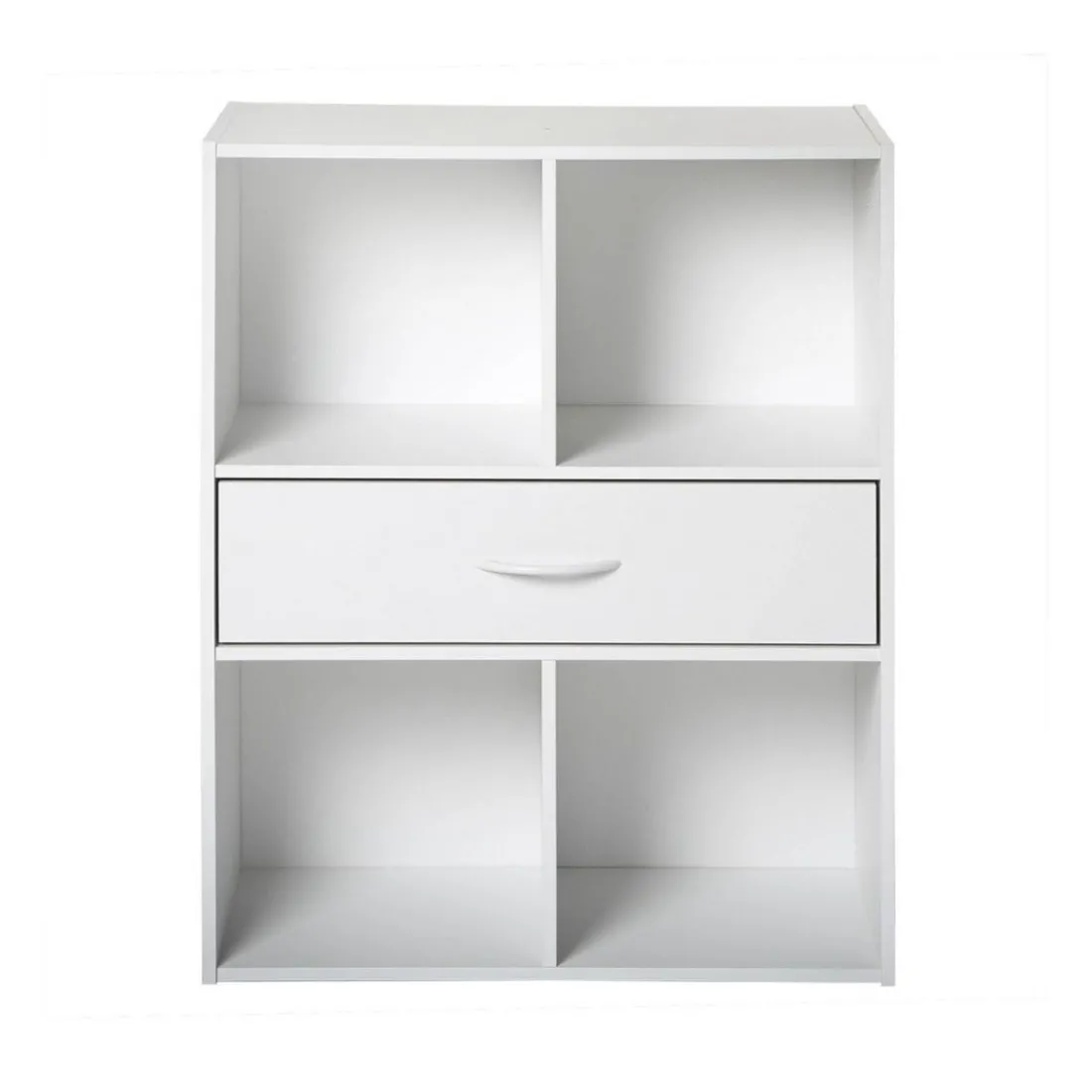 Meuble banc à 4 cases avec 1 tiroir en bois Blanc