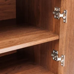 Meuble bas 4 portes 2 étagères Wany marron