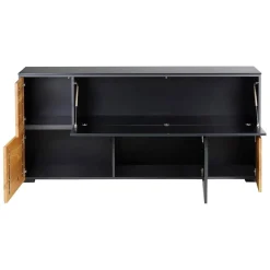 Meuble bas 5 portes chêne naturel et laqué anthracite