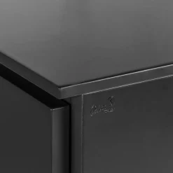 Meuble bas 5 portes chêne naturel et laqué anthracite
