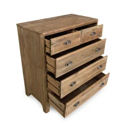 Meuble Chiffonnier ANDRIAN 5 Tiroirs Bois Pin Recyclé