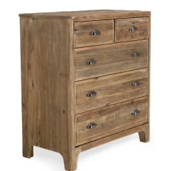 Meuble Chiffonnier ANDRIAN 5 Tiroirs Bois Pin Recyclé