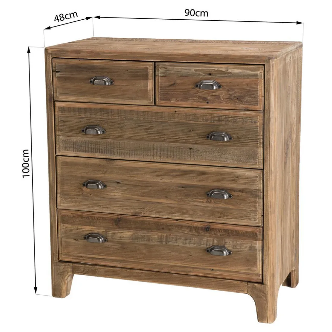 Meuble Chiffonnier ANDRIAN 5 Tiroirs Bois Pin Recyclé