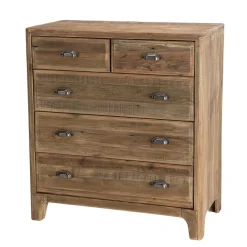 Meuble Chiffonnier ANDRIAN 5 Tiroirs Bois Pin Recyclé