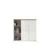 Meuble de bureau bas 2 portes 2 étagères niche avec 2 étagères chene poigné métal EASY