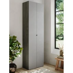 Meuble de rangement 2 portes 10 étagères reglable Blanc