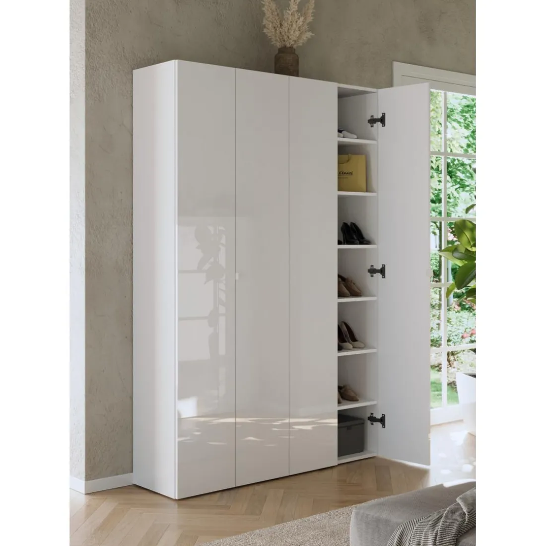 Meuble de rangement 4 portes 5 étagères reglable