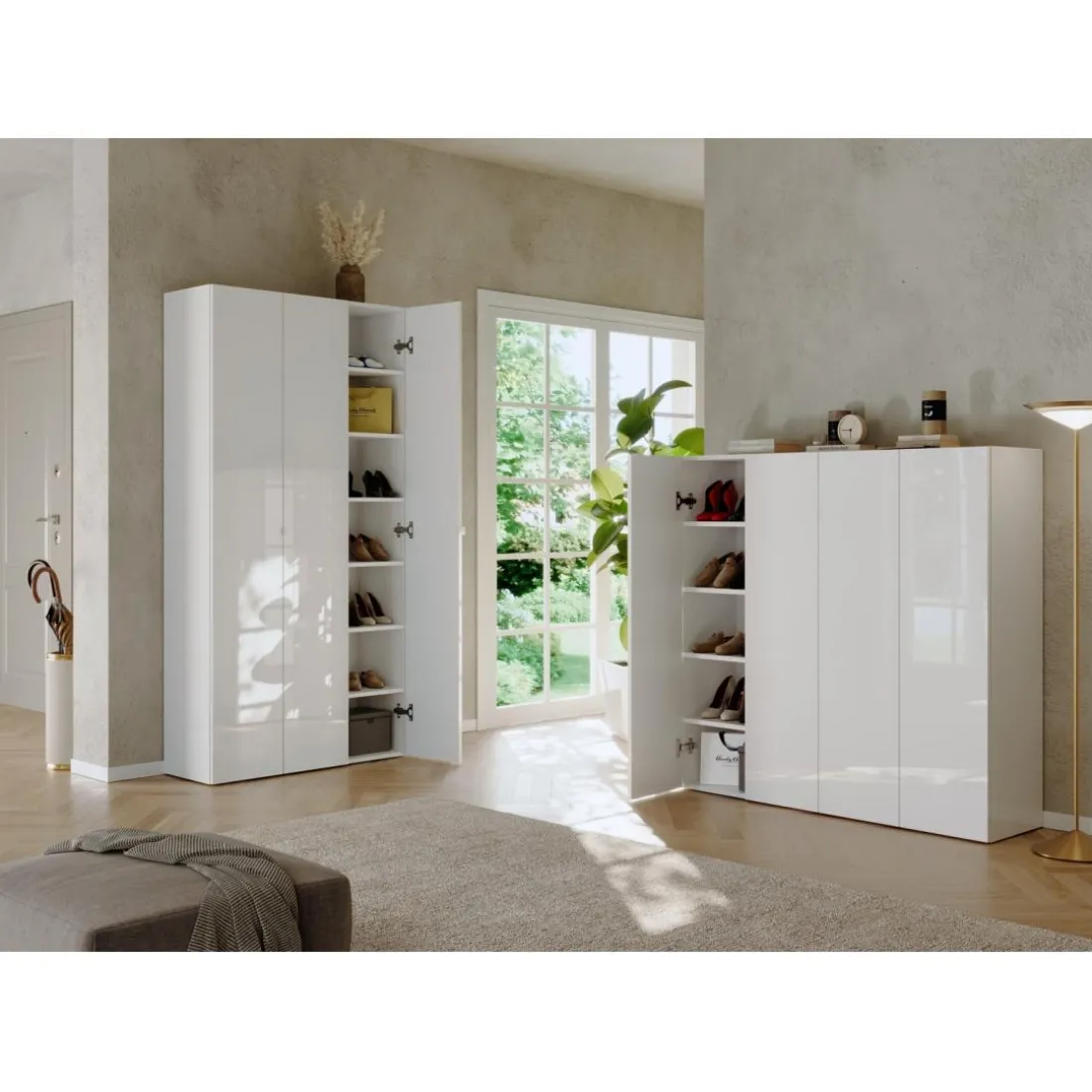Meuble de rangement 3 portes 5 étagères reglable