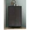 Meuble de rangement 4 portes chene noir