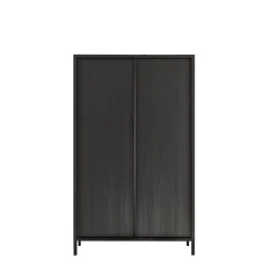 Meuble de rangement 4 portes chene noir