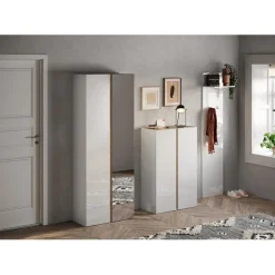 Meuble de rangement Ferrare 2 portes avec 5 étageres reglables blanc