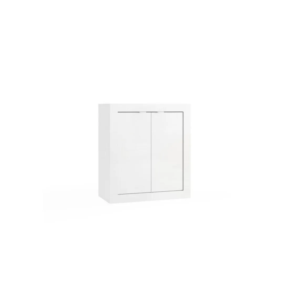 Meuble de rangement salle de bain 2 portes coloris blanc laqué brillant