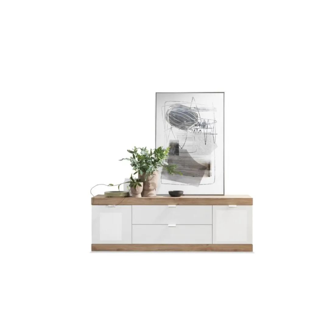 Meuble de TV lowboard 2 portes chene cadiz