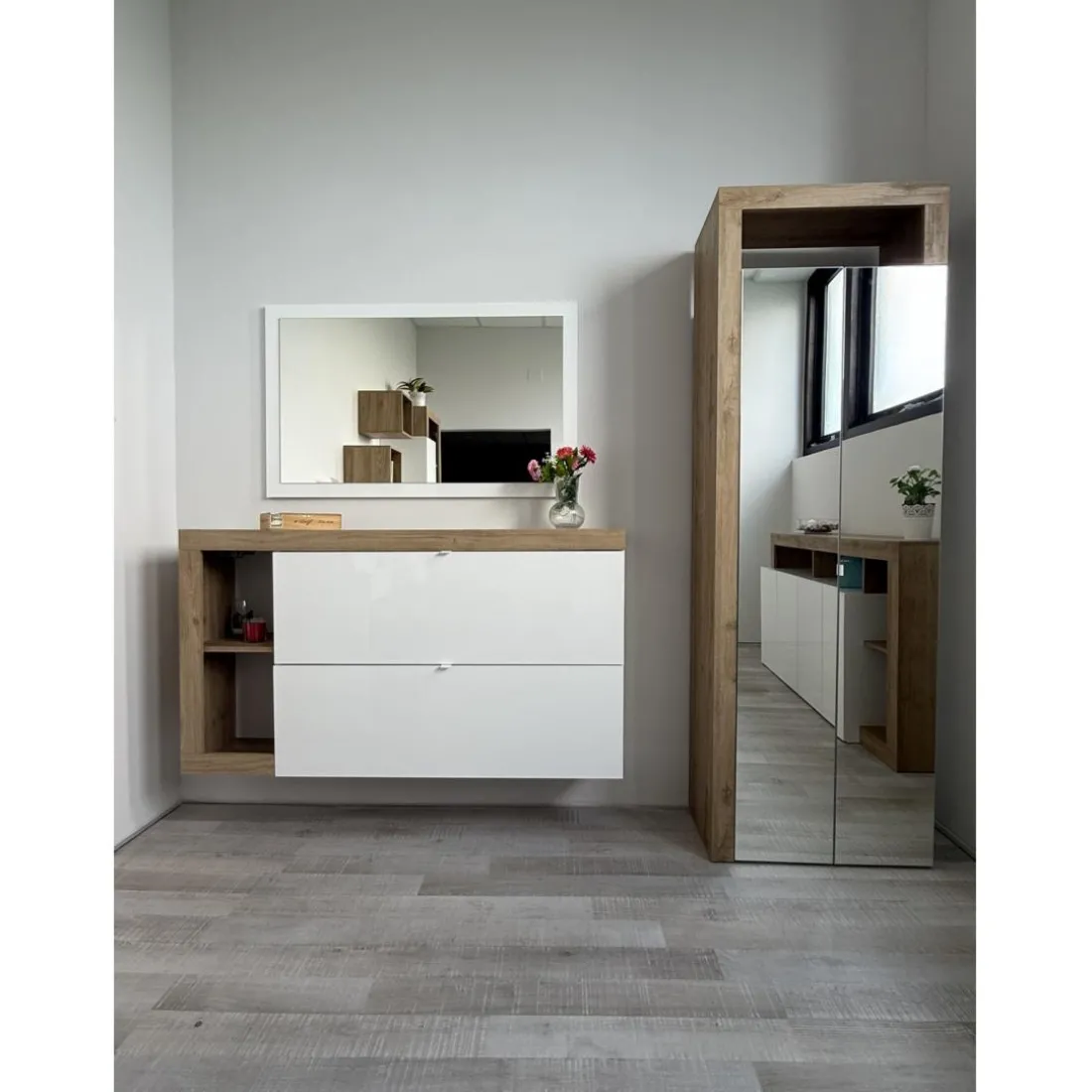 Meuble porte chassures 2 portes battantes suspendu