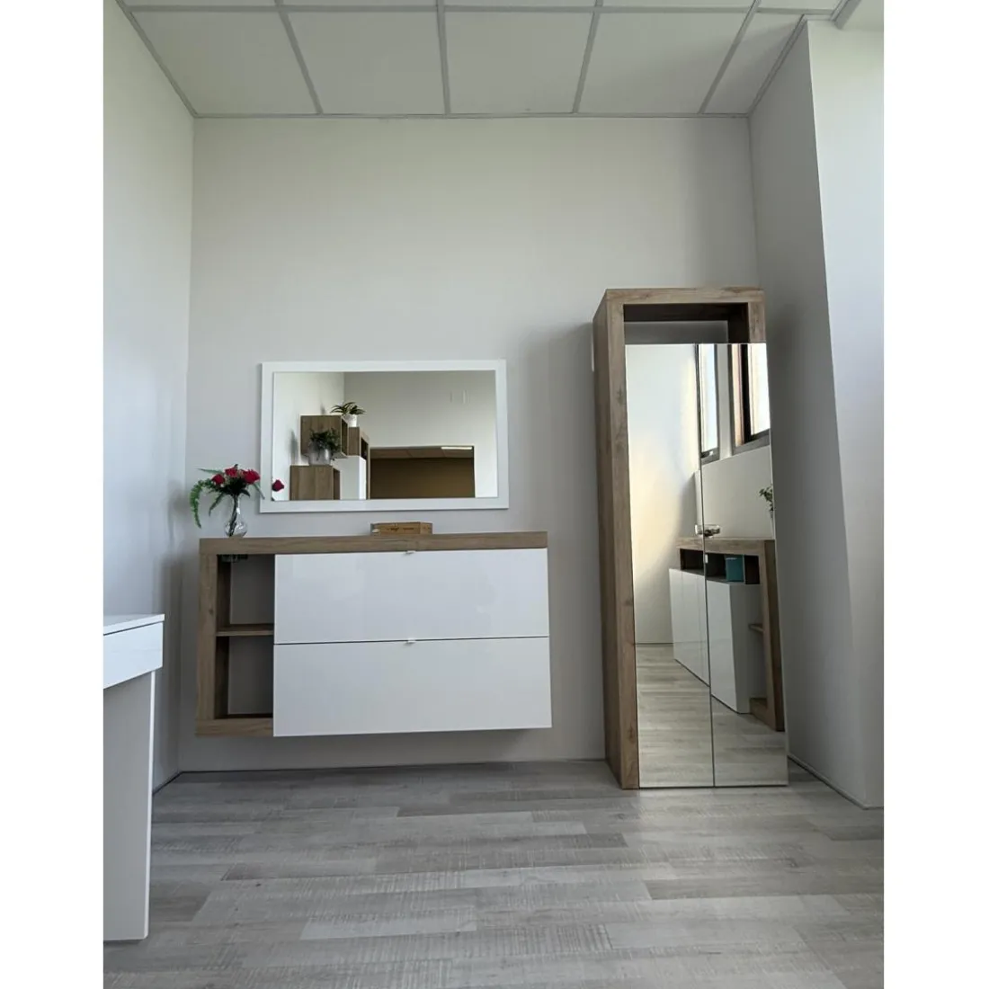 Meuble porte chassures 2 portes battantes suspendu