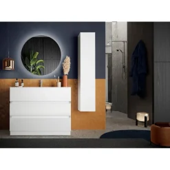 Meuble salle de bain Sienna sur pieds 3 tiroirs vasque integrée en céramique 80 cm