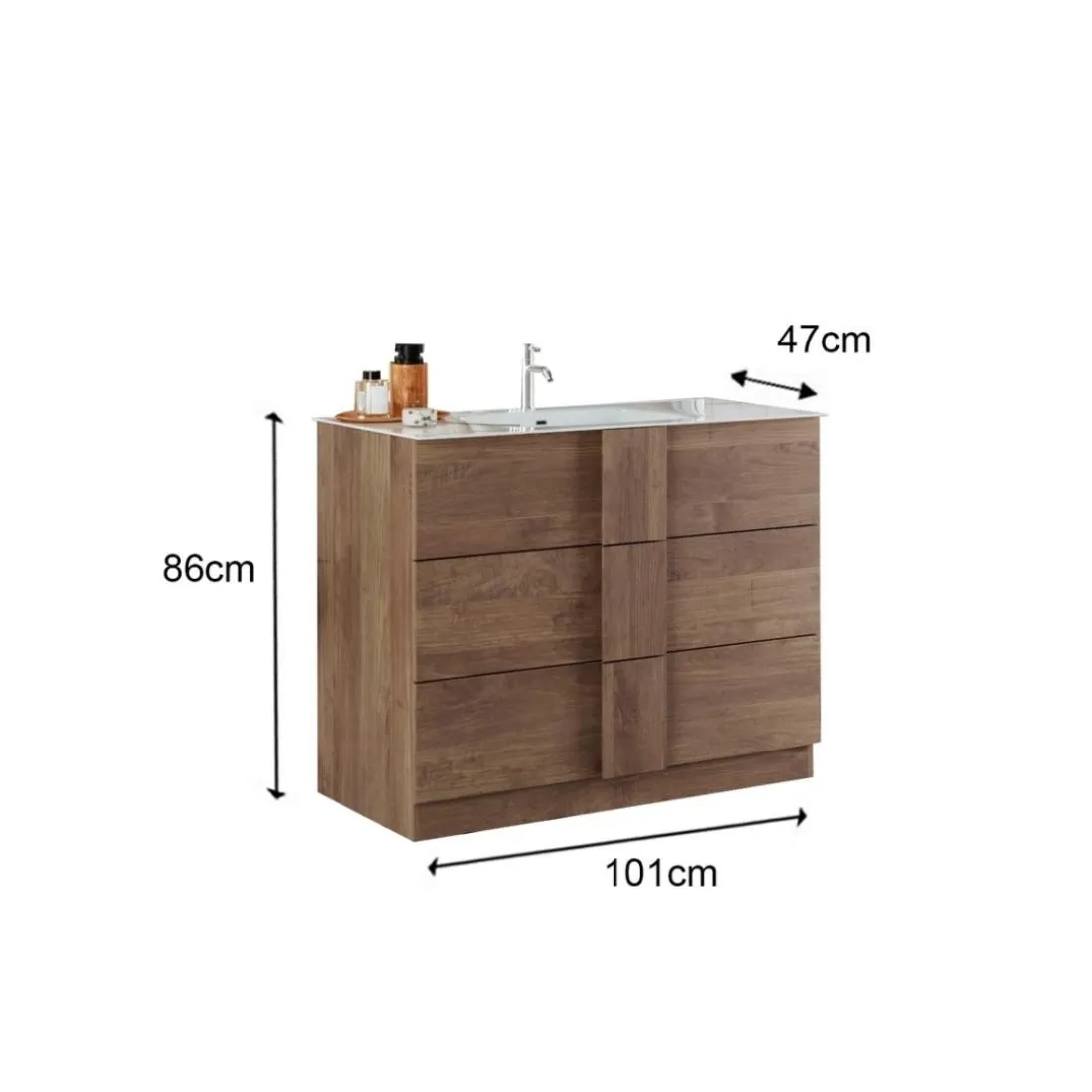 Meuble salle de bain sur pieds coloris Chêne Mercure 100 cm