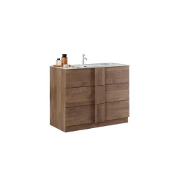 Meuble salle de bain suspendu 2 tiroirs vasque integrée en céramique 80 cm