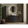 Meuble salle de bain Syracuse sur pieds coloris Frêne Noir 2 tiroirs et vasque