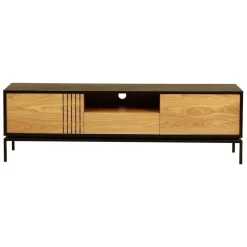 Meuble télé 180cm naturel et noir