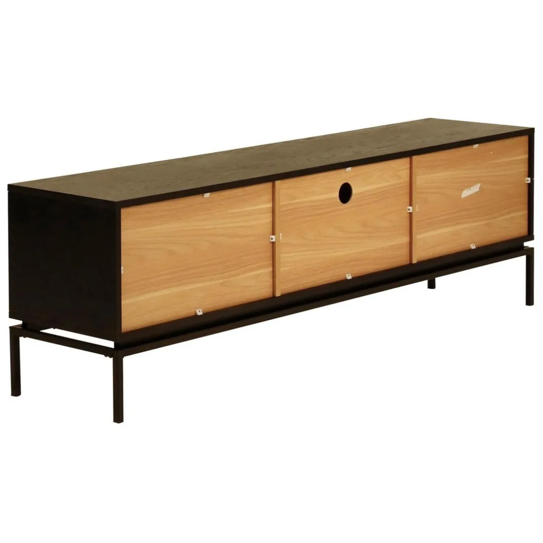 Meuble télé 180cm naturel et noir