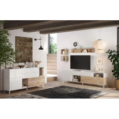 Meuble TV 241 cm Blanc laqué
