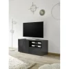Meuble TV 1 porte et 1 tiroir DAMA laqué anthracite brillant
