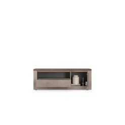 Meuble tv 1 porte et 1 tiroir et niche ISCHIA avec éclairage LED intégré
