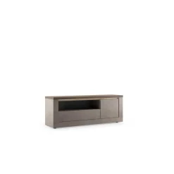 Meuble tv 1 porte et 1 tiroir et niche ISCHIA avec éclairage LED intégré